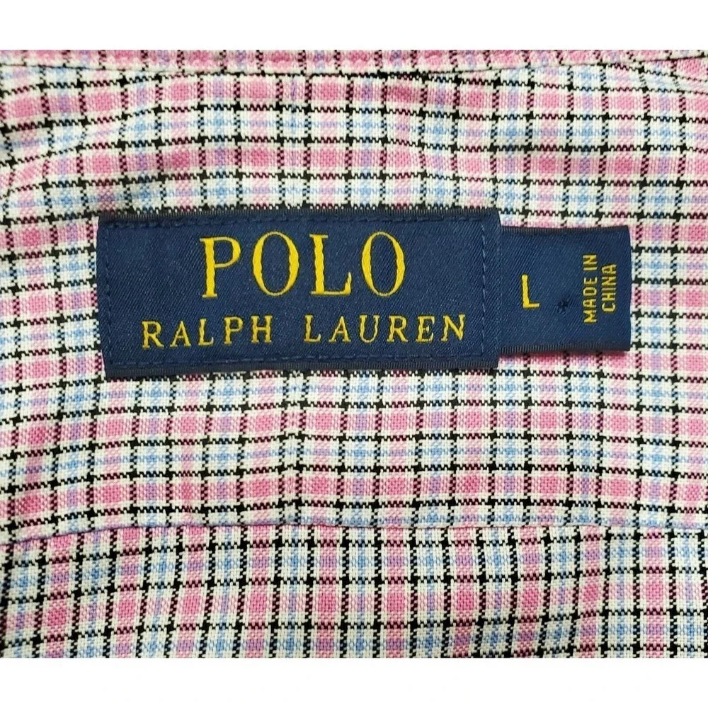 Polo Ralph Lauren Men's Button Down Shirt Size Large Pink And Blue Cotton